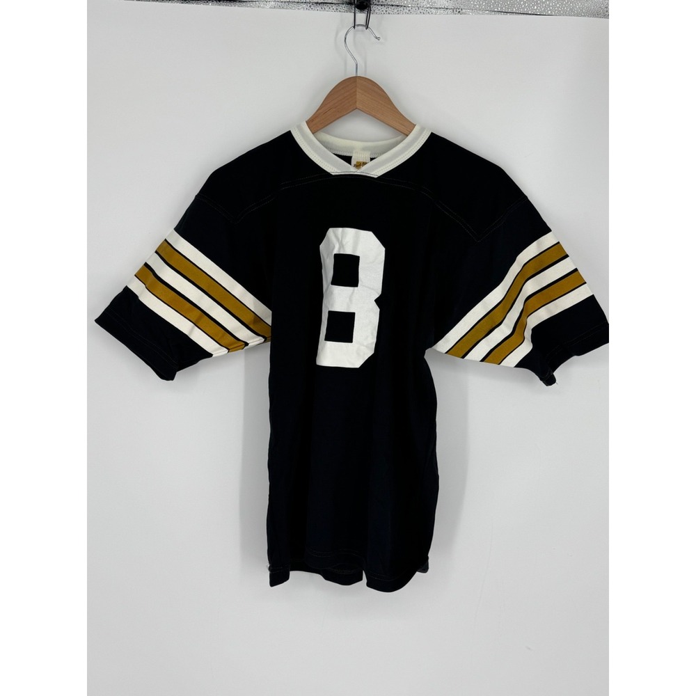 Vintage Russell Athletic #8 "Scott" Jersey Shirt Youth Size XL V-Neck Black G9